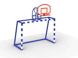 Ворота минифутбольные  с баскетбольным кольцом 0758